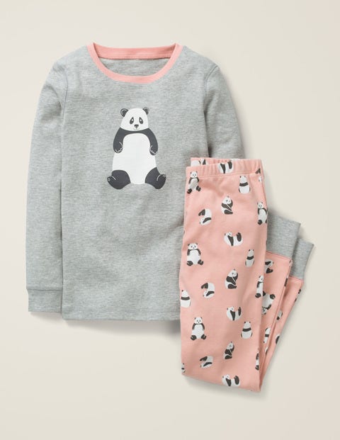 Cosy Long John Pajamas - Chalky Pink Pandas Cosy Long John Pajamas - Chalky Pink Pandas