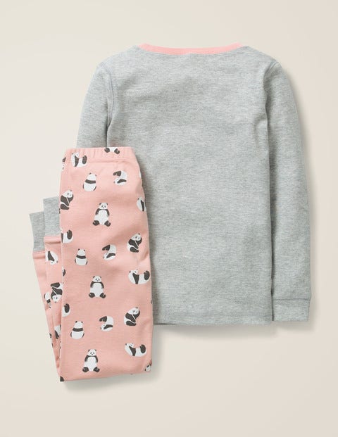 Cosy Long John Pajamas - Chalky Pink Pandas Cosy Long John Pajamas - Chalky Pink Pandas