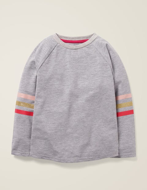 Raglan-T-Shirt Mit Streifen - Grau Meliert Raglan-T-Shirt Mit Streifen - Grau Meliert