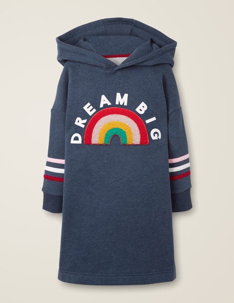 Hooded Sweatshirt Dress - College Blue Hooded Sweatshirt Dress - College Blue