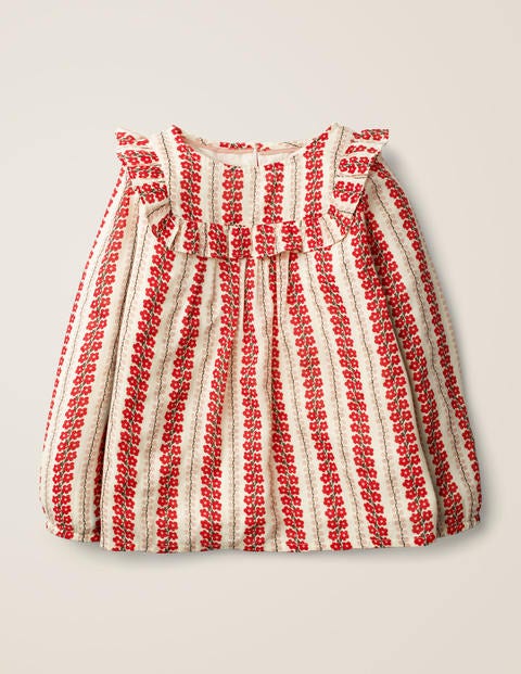 Printed Frill Detail Top - Cream/Red Floral Trellis Printed Frill Detail Top - Cream/Red Floral Trellis
