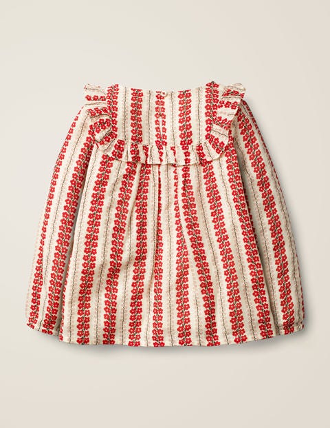 Printed Frill Detail Top - Cream/Red Floral Trellis Printed Frill Detail Top - Cream/Red Floral Trellis