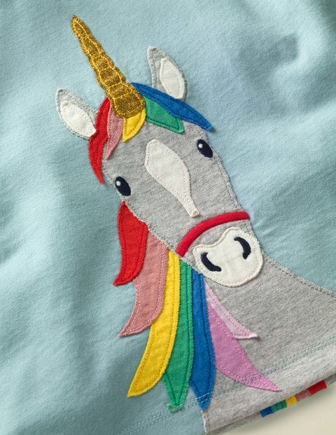 Unicorn Appliqué T-Shirt - Mineral Blue Unicorn Appliqué T-Shirt - Mineral Blue