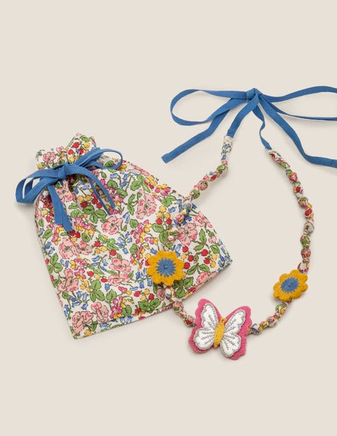 Fabric Necklace - Chalky Pink Butterfly Fabric Necklace - Chalky Pink Butterfly