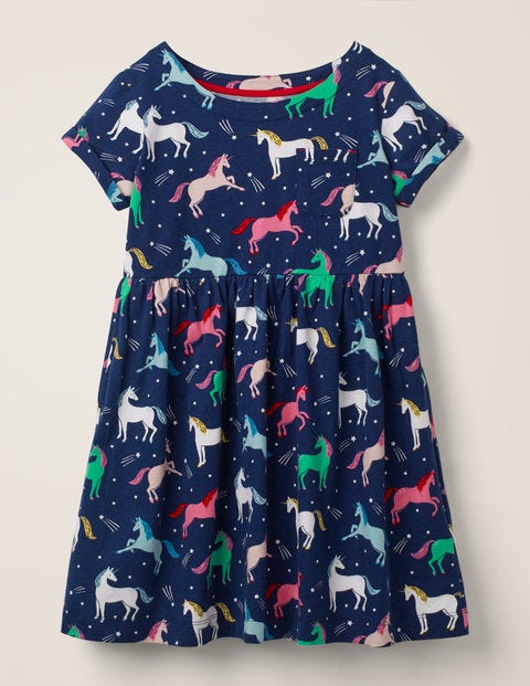Fun Jersey Dress - College Blue Unicorns Fun Jersey Dress - College Blue Unicorns