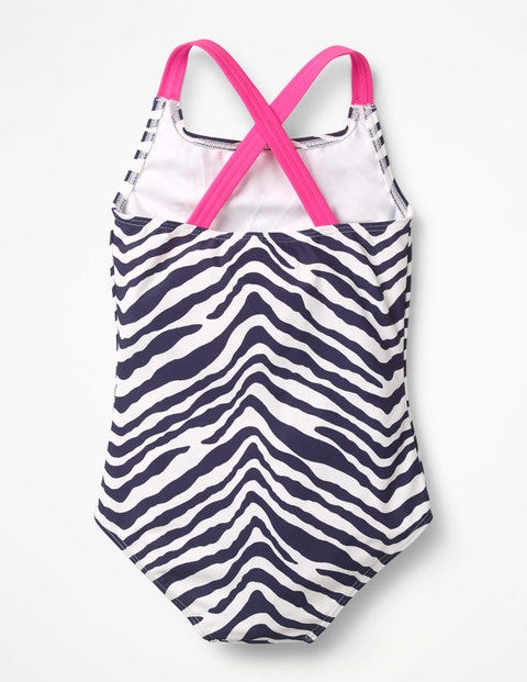 Badeanzug Mit Überkreuzten Trägern - Navy, Zebra Badeanzug Mit Überkreuzten Trägern - Navy, Zebra