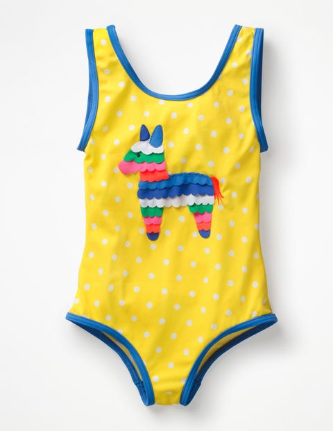 Appliqué Swimsuit - Sunshine Yellow Spot Piñata Appliqué Swimsuit - Sunshine Yellow Spot Piñata