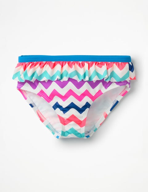 Bikinihose Mit Rüschen - Regenbogen, Zickzackmuster Bikinihose Mit Rüschen - Regenbogen, Zickzackmuster