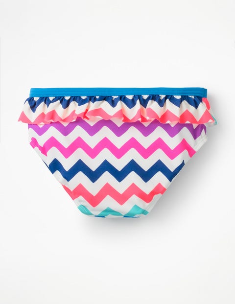 Bikinihose Mit Rüschen - Regenbogen, Zickzackmuster Bikinihose Mit Rüschen - Regenbogen, Zickzackmuster