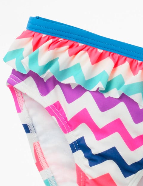 Bikinihose Mit Rüschen - Regenbogen, Zickzackmuster Bikinihose Mit Rüschen - Regenbogen, Zickzackmuster