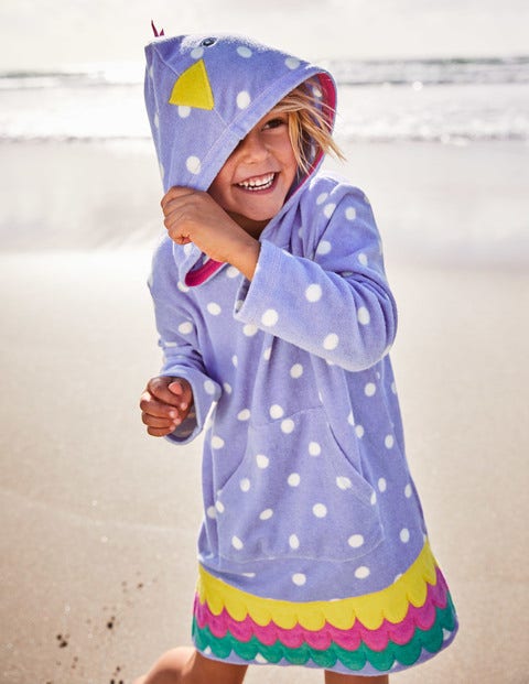 Fröhliches Frottee-Strandkleid - Parmaviolett, Papagei Fröhliches Frottee-Strandkleid - Parmaviolett, Papagei