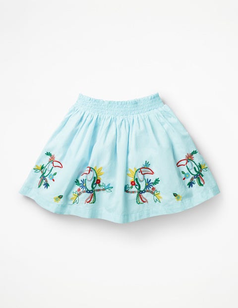 Bright Embellished Skirt - Pale Blue Toucans Bright Embellished Skirt - Pale Blue Toucans