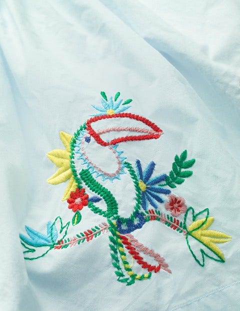 Bright Embellished Skirt - Pale Blue Toucans Bright Embellished Skirt - Pale Blue Toucans