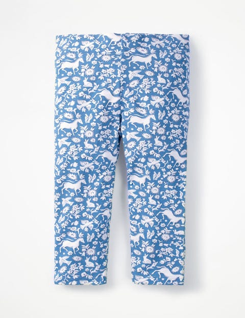 Fun Cropped Leggings - Elizabethan Blue Wild Ponies Fun Cropped Leggings - Elizabethan Blue Wild Ponies