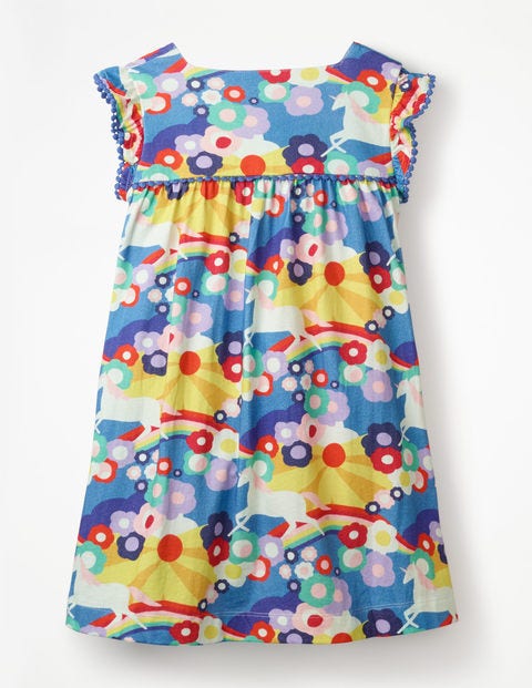 Frill Sleeve Jersey Dress - Multi Unicorn Sunset Frill Sleeve Jersey Dress - Multi Unicorn Sunset
