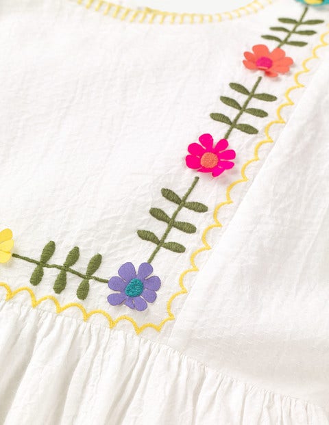 Embroidered Boho Dress - White Embroidered Boho Dress - White