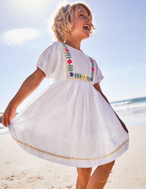 Embroidered Boho Dress - White Embroidered Boho Dress - White