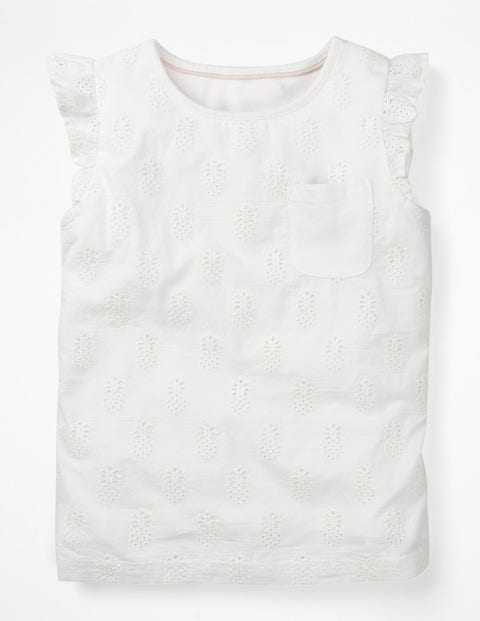 Pretty Broderie Top - White Pineapples Pretty Broderie Top - White Pineapples