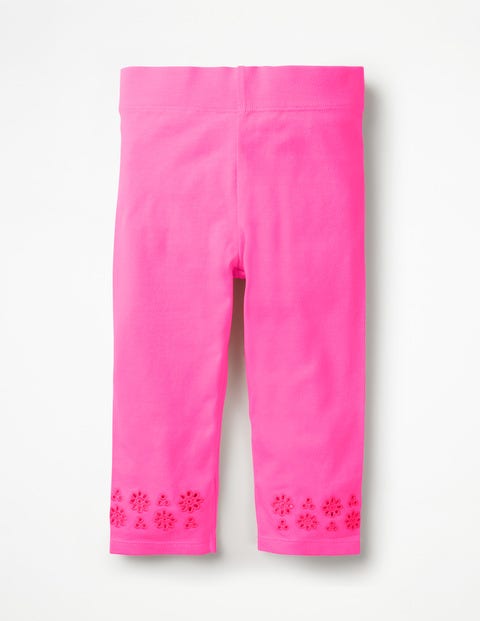 Kurz Geschnittene Leggings Mit Lockstickerei - Leuchtendes Flamingorosa Kurz Geschnittene Leggings Mit Lockstickerei - Leuchtendes Flamingorosa