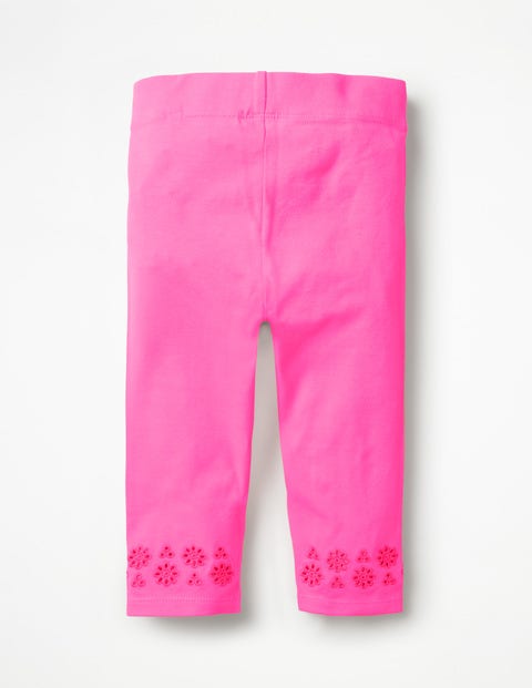 Kurz Geschnittene Leggings Mit Lockstickerei - Leuchtendes Flamingorosa Kurz Geschnittene Leggings Mit Lockstickerei - Leuchtendes Flamingorosa