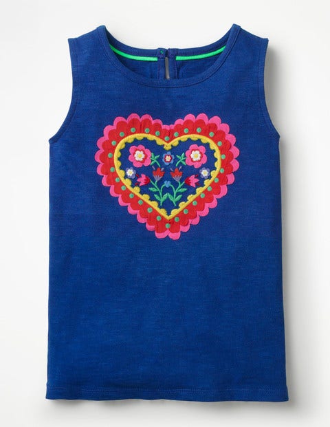 Trägershirt Mit Herzapplikation - Wellenblau Trägershirt Mit Herzapplikation - Wellenblau