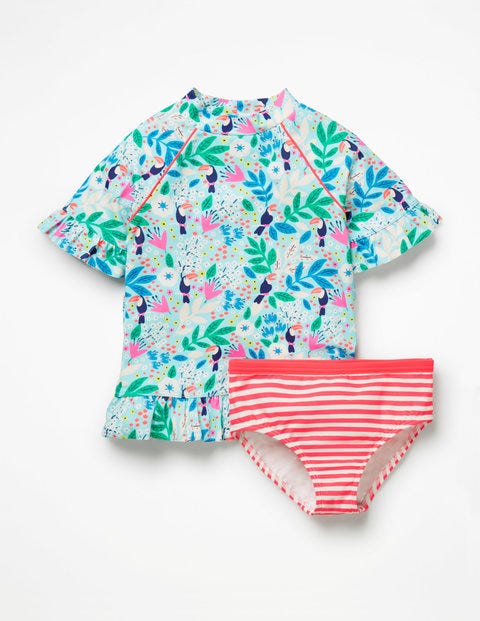 Ruffle Short-Sleeved Surf Set - Blue Quartz Toucan Garden Ruffle Short-Sleeved Surf Set - Blue Quartz Toucan Garden
