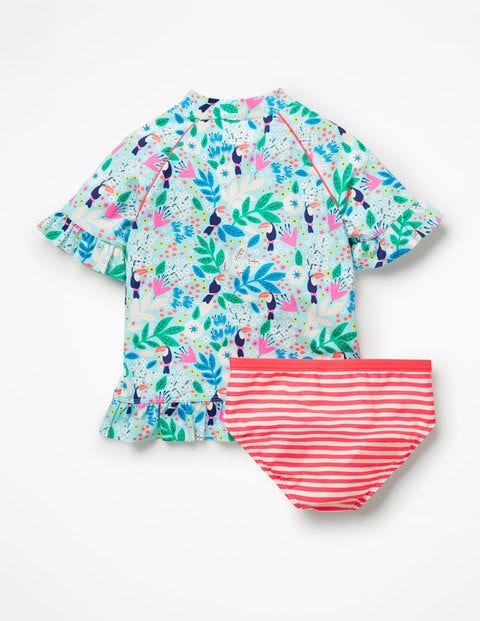 Ruffle Short-Sleeved Surf Set - Blue Quartz Toucan Garden Ruffle Short-Sleeved Surf Set - Blue Quartz Toucan Garden