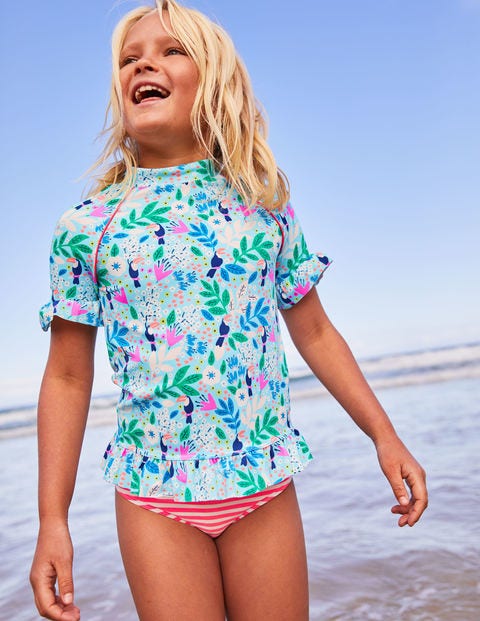 Ruffle Short-Sleeved Surf Set - Blue Quartz Toucan Garden Ruffle Short-Sleeved Surf Set - Blue Quartz Toucan Garden