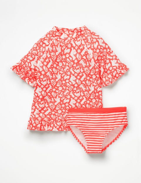Ruffle Short-Sleeved Surf Set - Neon Orange Folk Friends Ruffle Short-Sleeved Surf Set - Neon Orange Folk Friends
