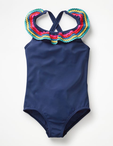 Colourful Frill Swimsuit - Deep Sea Blue/Rainbow Colourful Frill Swimsuit - Deep Sea Blue/Rainbow