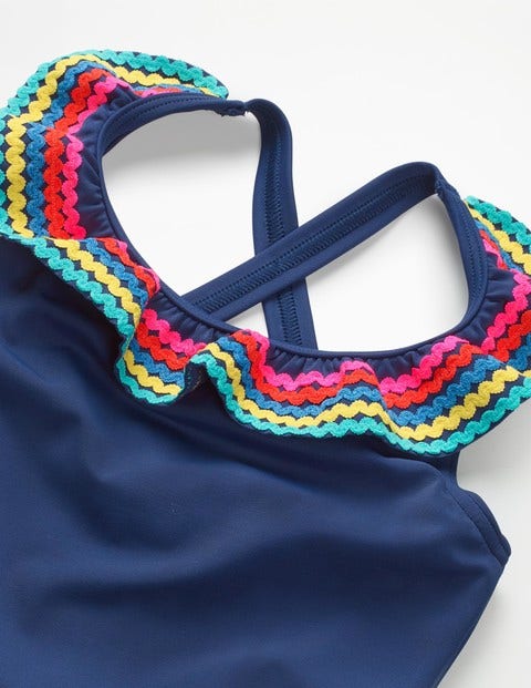 Colourful Frill Swimsuit - Deep Sea Blue/Rainbow Colourful Frill Swimsuit - Deep Sea Blue/Rainbow