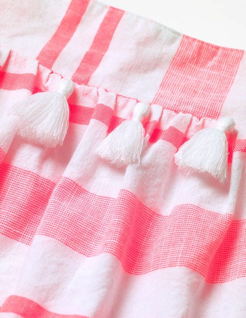 Strappy Tassel Detail Top - Fluoro Pink Stripe Strappy Tassel Detail Top - Fluoro Pink Stripe