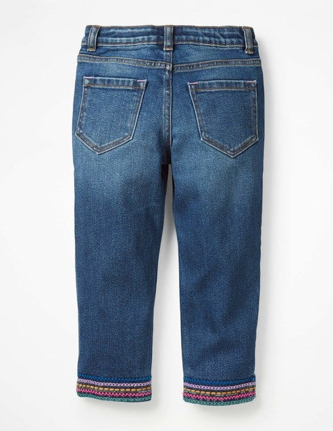 Caprihose Mit Besticktem Saum - Mittleres Vintage-Denim Caprihose Mit Besticktem Saum - Mittleres Vintage-Denim