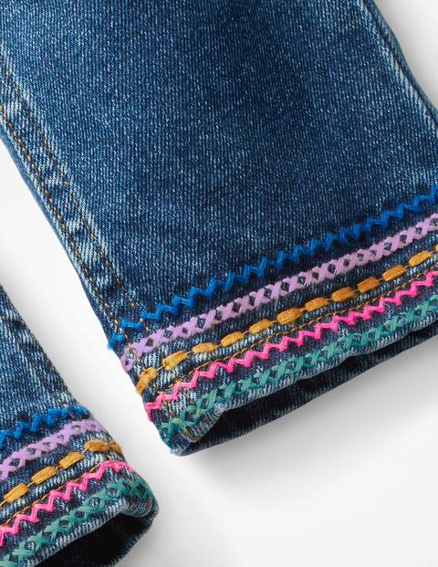 Caprihose Mit Besticktem Saum - Mittleres Vintage-Denim Caprihose Mit Besticktem Saum - Mittleres Vintage-Denim