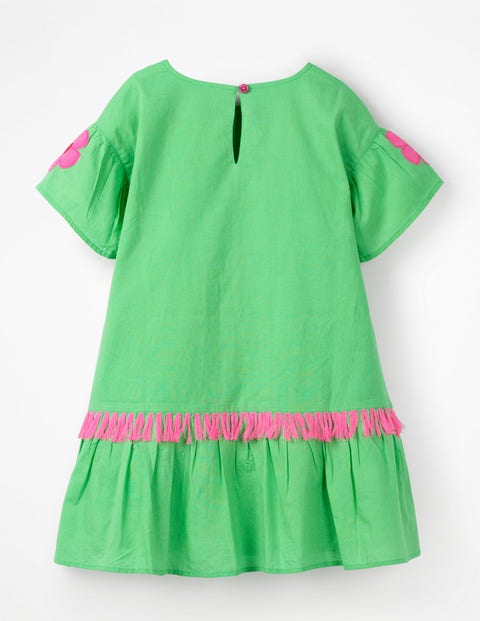 Tropical Woven Appliqué Dress - Parrot Green Tropical Woven Appliqué Dress - Parrot Green