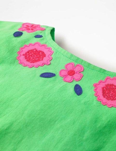 Tropical Woven Appliqué Dress - Parrot Green Tropical Woven Appliqué Dress - Parrot Green