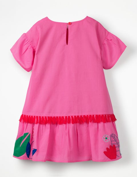 Tropical Woven Appliqué Dress - Festival Pink Tropical Woven Appliqué Dress - Festival Pink