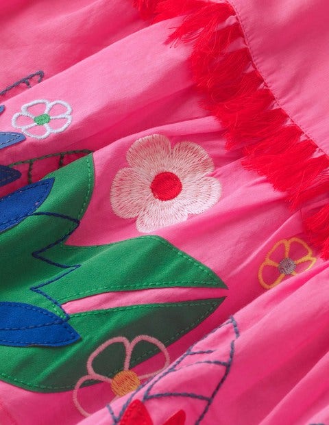 Tropical Woven Appliqué Dress - Festival Pink Tropical Woven Appliqué Dress - Festival Pink