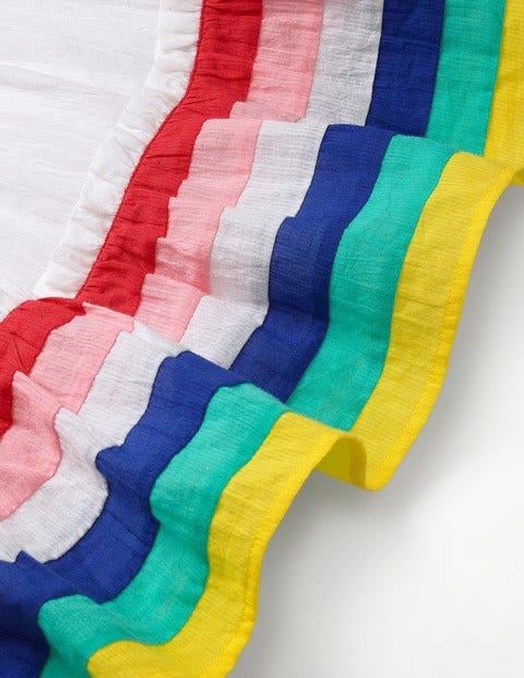 Twirly Woven Dress - White/Rainbow Stripes Twirly Woven Dress - White/Rainbow Stripes