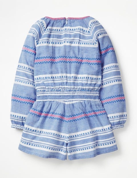 Floaty Woven Playsuit - Blue Dobby Stripe Floaty Woven Playsuit - Blue Dobby Stripe