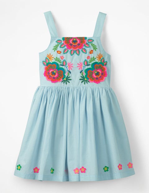 Fun Applique Woven Dress - Ocean Spray Blue Fun Applique Woven Dress - Ocean Spray Blue