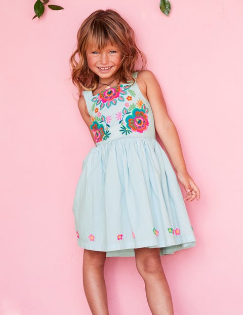 Fun Applique Woven Dress - Ocean Spray Blue Fun Applique Woven Dress - Ocean Spray Blue