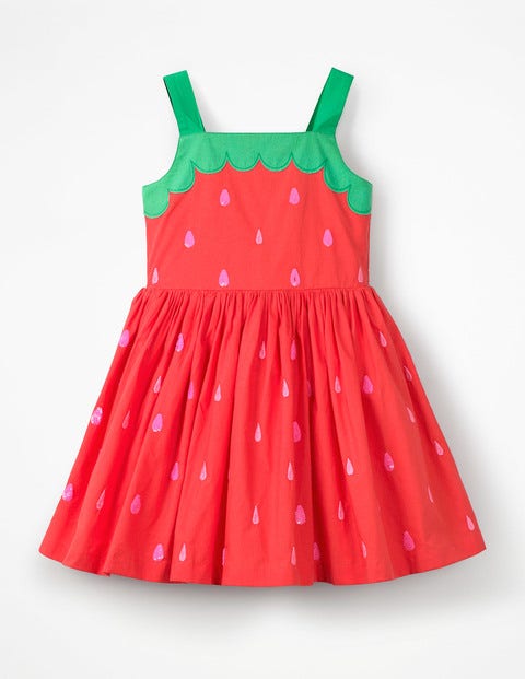 Bright Embroidered Dress - Strawberry Tart Red Bright Embroidered Dress - Strawberry Tart Red