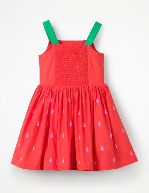 Bright Embroidered Dress - Strawberry Tart Red Bright Embroidered Dress - Strawberry Tart Red