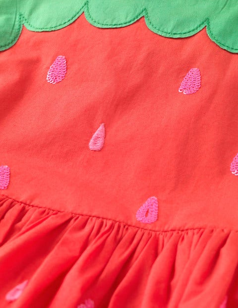 Bright Embroidered Dress - Strawberry Tart Red Bright Embroidered Dress - Strawberry Tart Red
