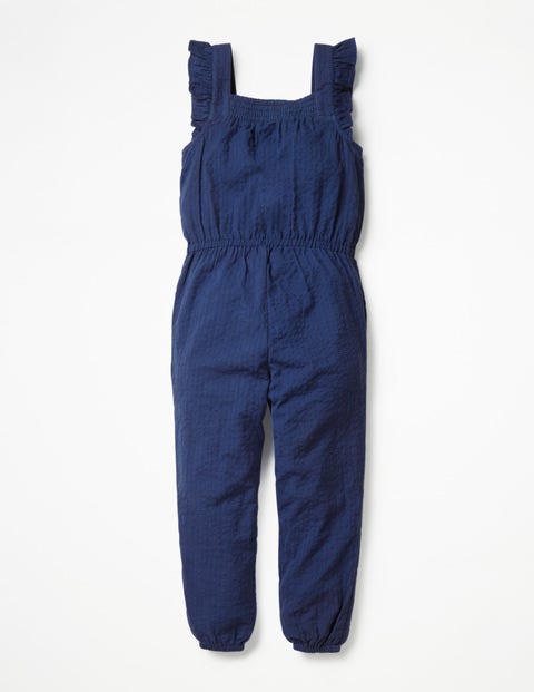 Frill Sleeve Woven Jumpsuit - Navy Embroidery Frill Sleeve Woven Jumpsuit - Navy Embroidery