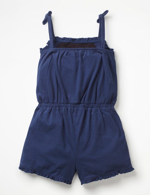 Embroidered Jersey Playsuit - Starboard Blue/Llama Embroidered Jersey Playsuit - Starboard Blue/Llama