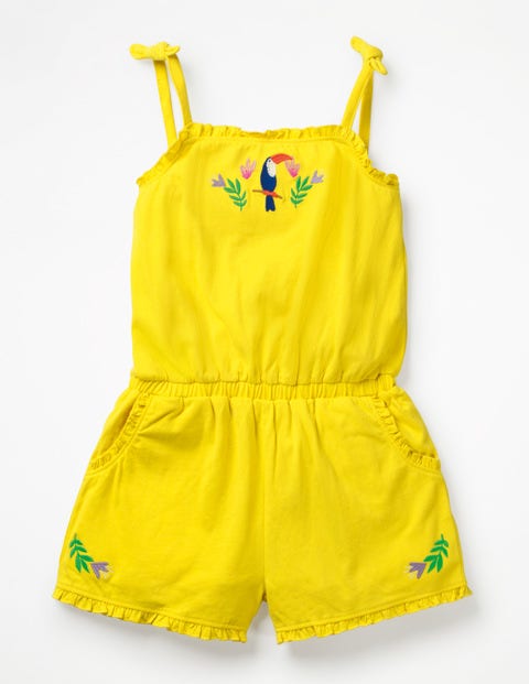 Embroidered Jersey Playsuit - Sunshine Yellow/Toucan Embroidered Jersey Playsuit - Sunshine Yellow/Toucan