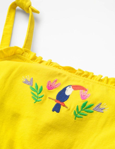 Embroidered Jersey Playsuit - Sunshine Yellow/Toucan Embroidered Jersey Playsuit - Sunshine Yellow/Toucan