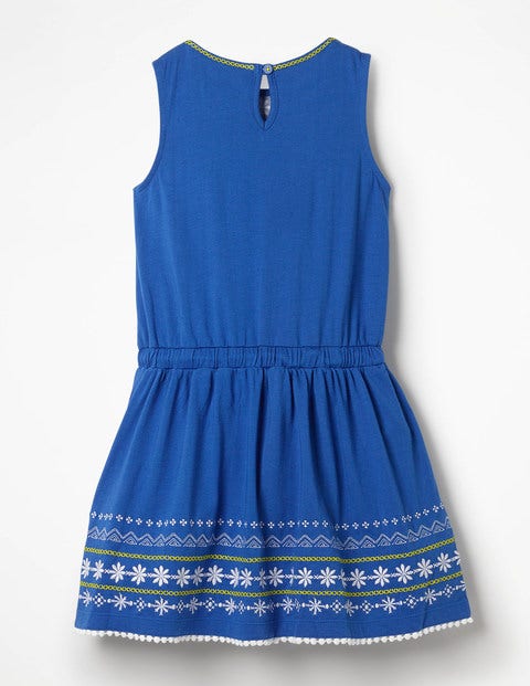 Embroidered Tie-Waist Dress - Duke Blue Embroidered Tie-Waist Dress - Duke Blue